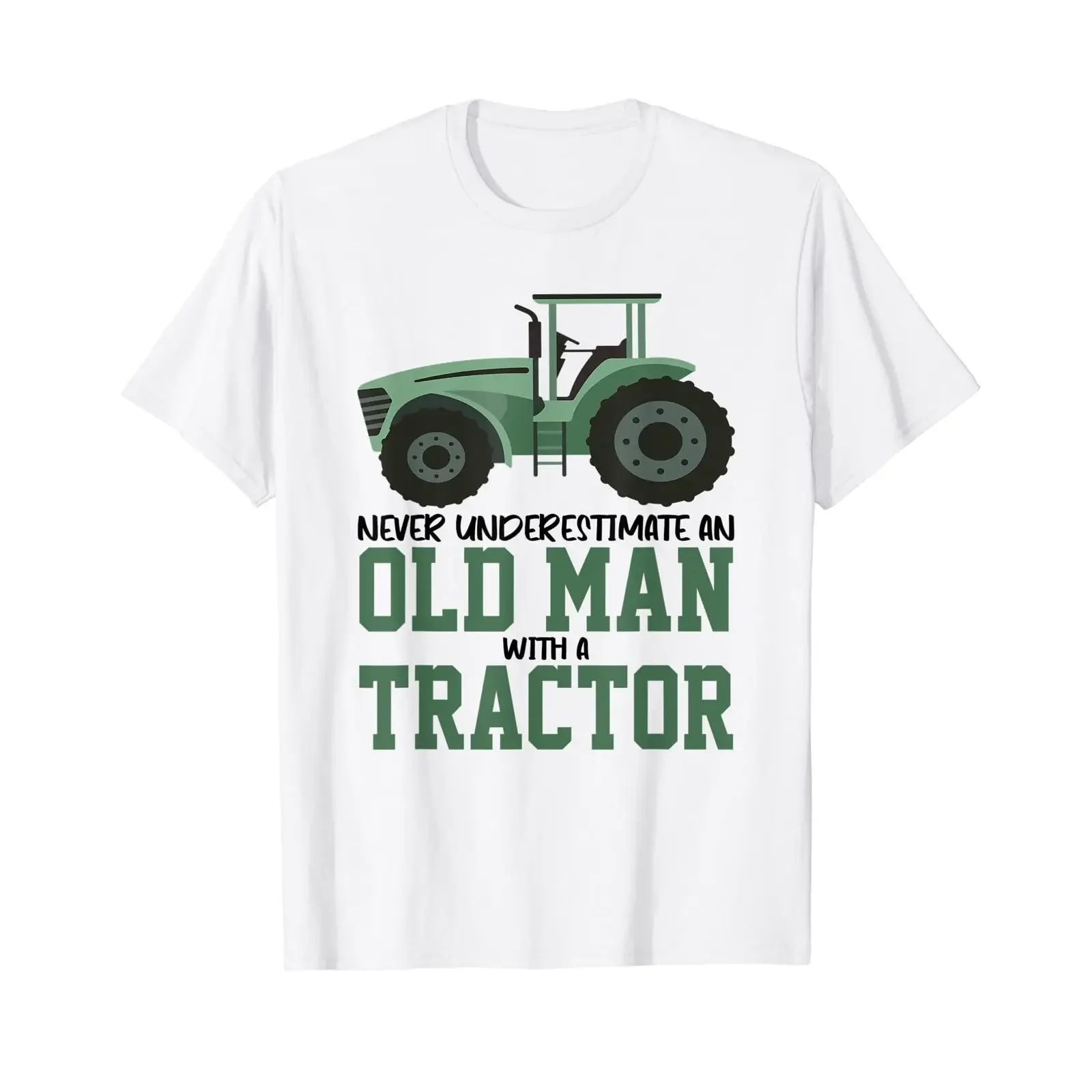 Unterschätze niemals einen alten Mann mit Traktor Farmer Oma T-Shirt Vintage Gewaschen Weich Streetwear Grafik Leicht Dehnbar