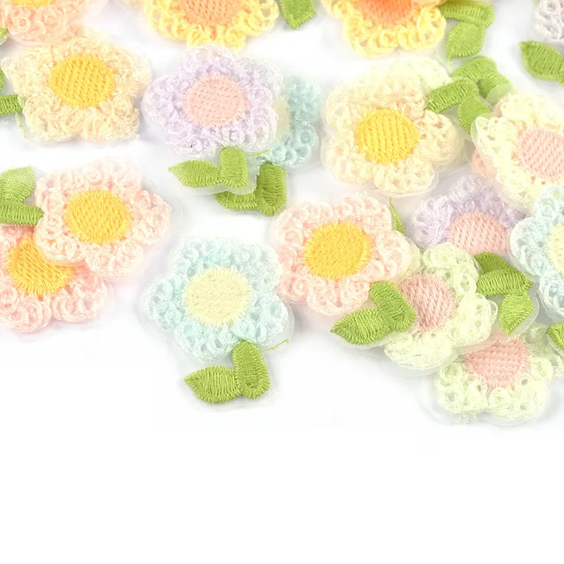 10pcs/lot 4.4x3.6cm Lace Edge Mix Color Flower Patches Crochet Applique Clothes DIY Embroidery Sewing Accessories Handmade Decor image 3