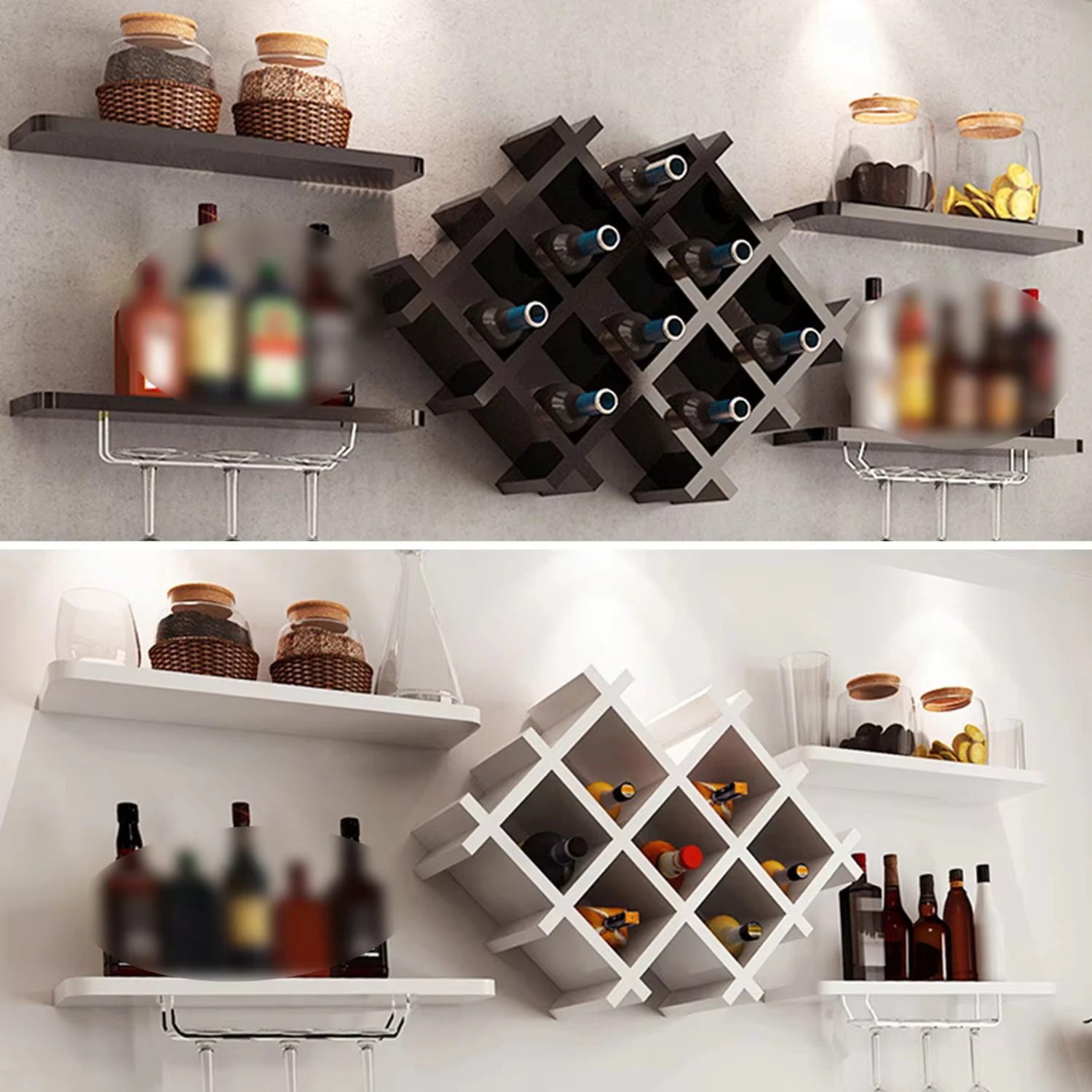 

5-Piece Wall-Mounted Beer Rack Black / White Strong Load-Bearing Capacity Wine Rack Eco-Friendly Bars and Restaurants