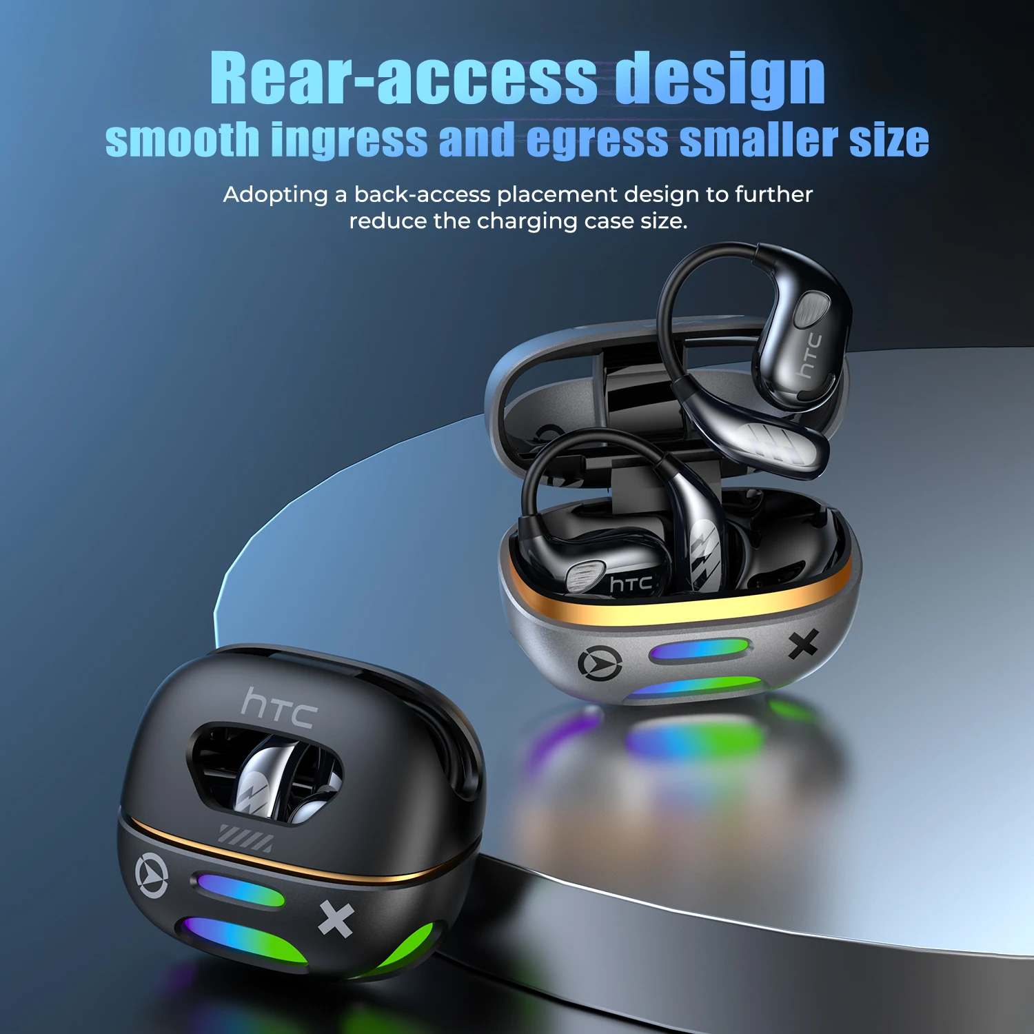 

Wireless Bluetooth Headphones HTC NE69 V6.0 AI Translator for150 Languages 30Hours Battery Life Tap Controls Comfort Low Latency