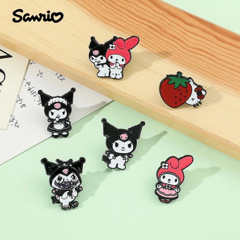 Sanrio Hello Kitty Brooch Cartoon Kuromi Mymelody Action Anime Figures Brooch  Cartoon Backpack Clothing Ornament Children Gifts