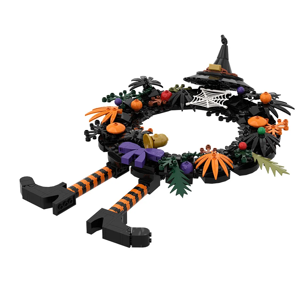 

2025 MOC Halloween Terror Movies Witch Hat Building Block Set Pumpkin Door Tree Witch Hat Bricks PumpkinGhost Toys Christma Gift