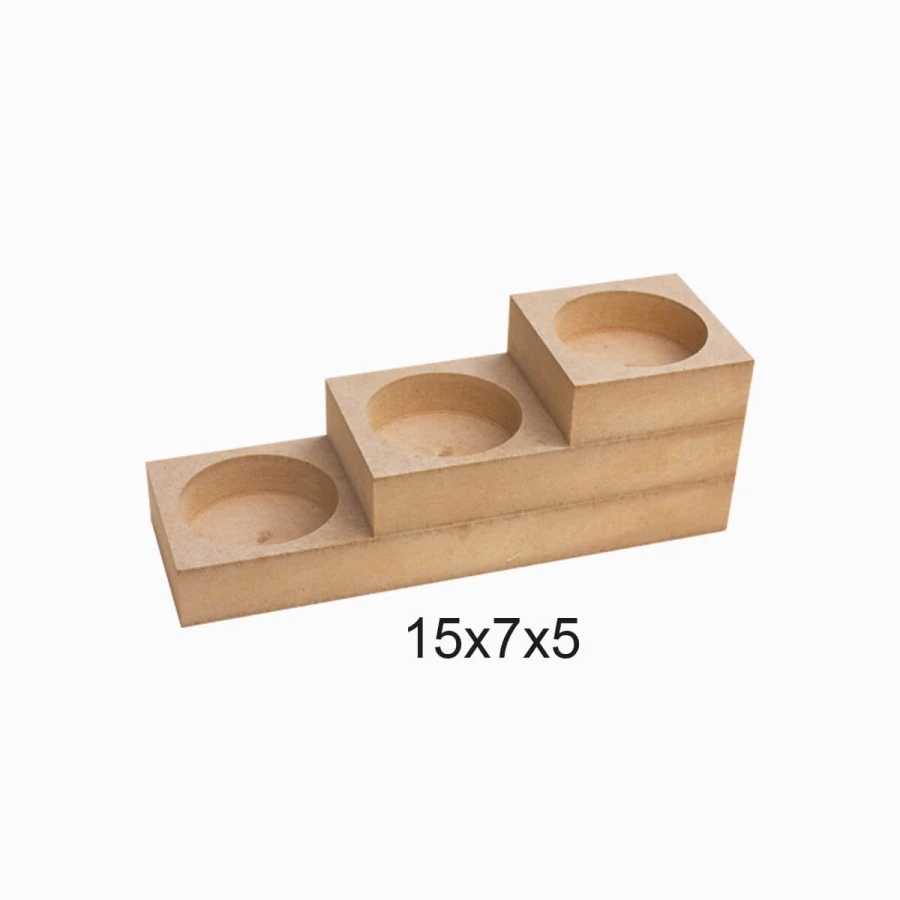 ŞA167 Ladder T-Light Candle Holder, Unpainted Mdf Wooden Candle Holder