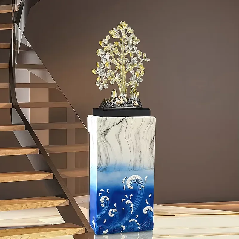 Handmade Money Tree Resin Figurine Lucky Wealth Symbol Desktop Ornament for Home Office Decoration Feng Shui Gift Creative