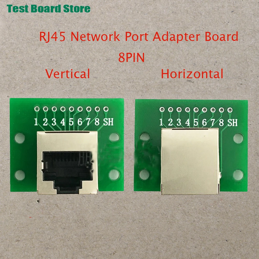 1Pcs test board RJ45 8P bent pin straight pin Ethernet network port terminal circuit board connector adapter