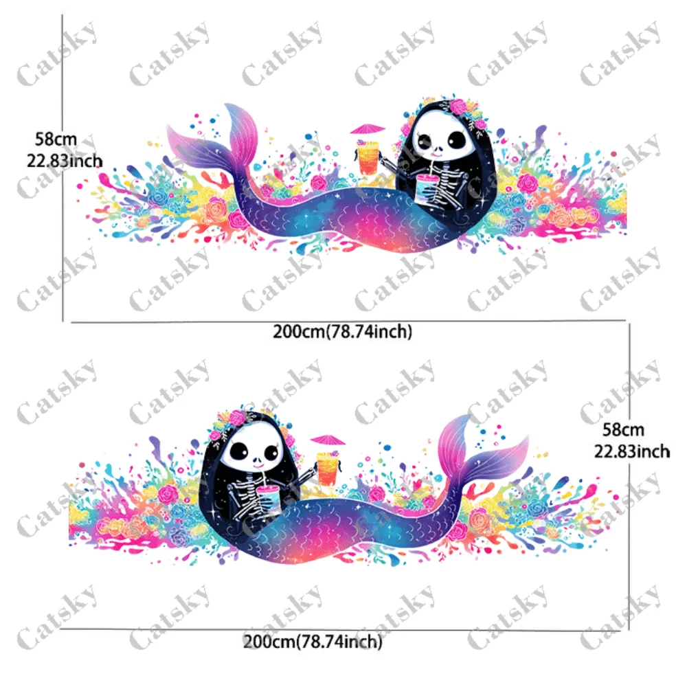 Cartoon Colored Skeleton Mermaid Sticker, Durable, Fade-Resistant, Easy to Install and Remove - Enhance the beauty of your with