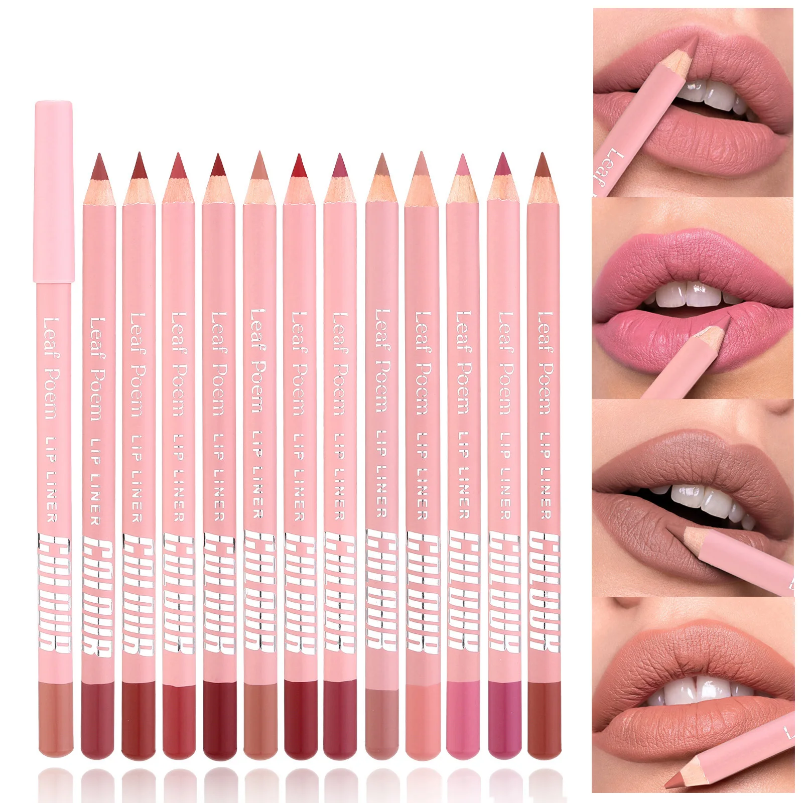 Waterproof Lasting Wooden Matte Lip Liner Pencil Natural Lips Makeup Nude Pink Lip Liner Outline The Lips Contour Makeup 12color