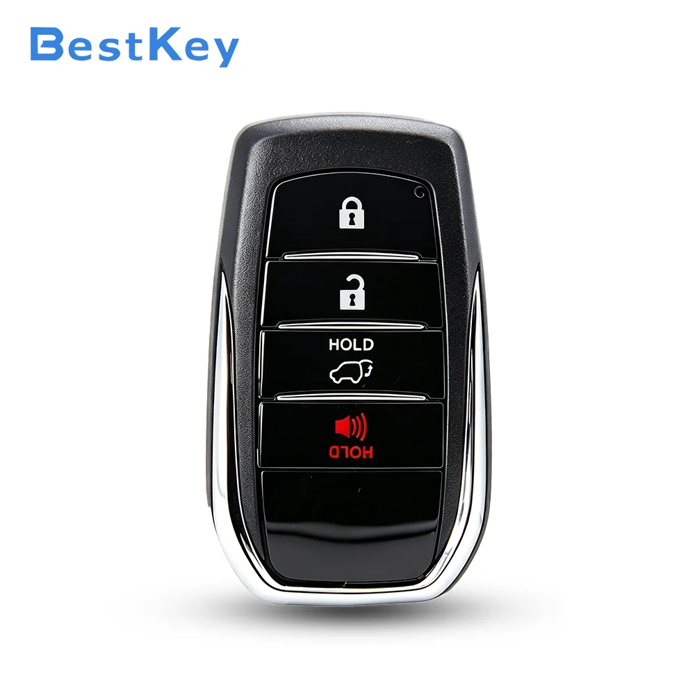 Best Key DIY Workshop Wearproof Smart Key Case 4 Button FCC HYQ14FBA 89904-60M80 Empty Shell for Toyota Land Cruiser 2018-2019