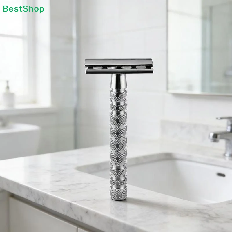 〔Q〕Double Safety For Razor,Long Handle For Butterfly Open Razors Single Blade Shaving For Razor For W/Double Safe