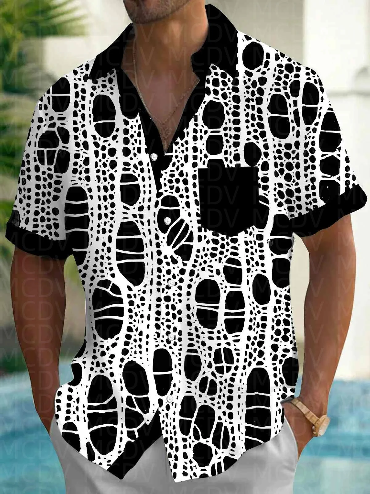 Flag Pattern Style Men's Hawaiian Shirt Stretch Easy Care Camp Shirt Big Tall