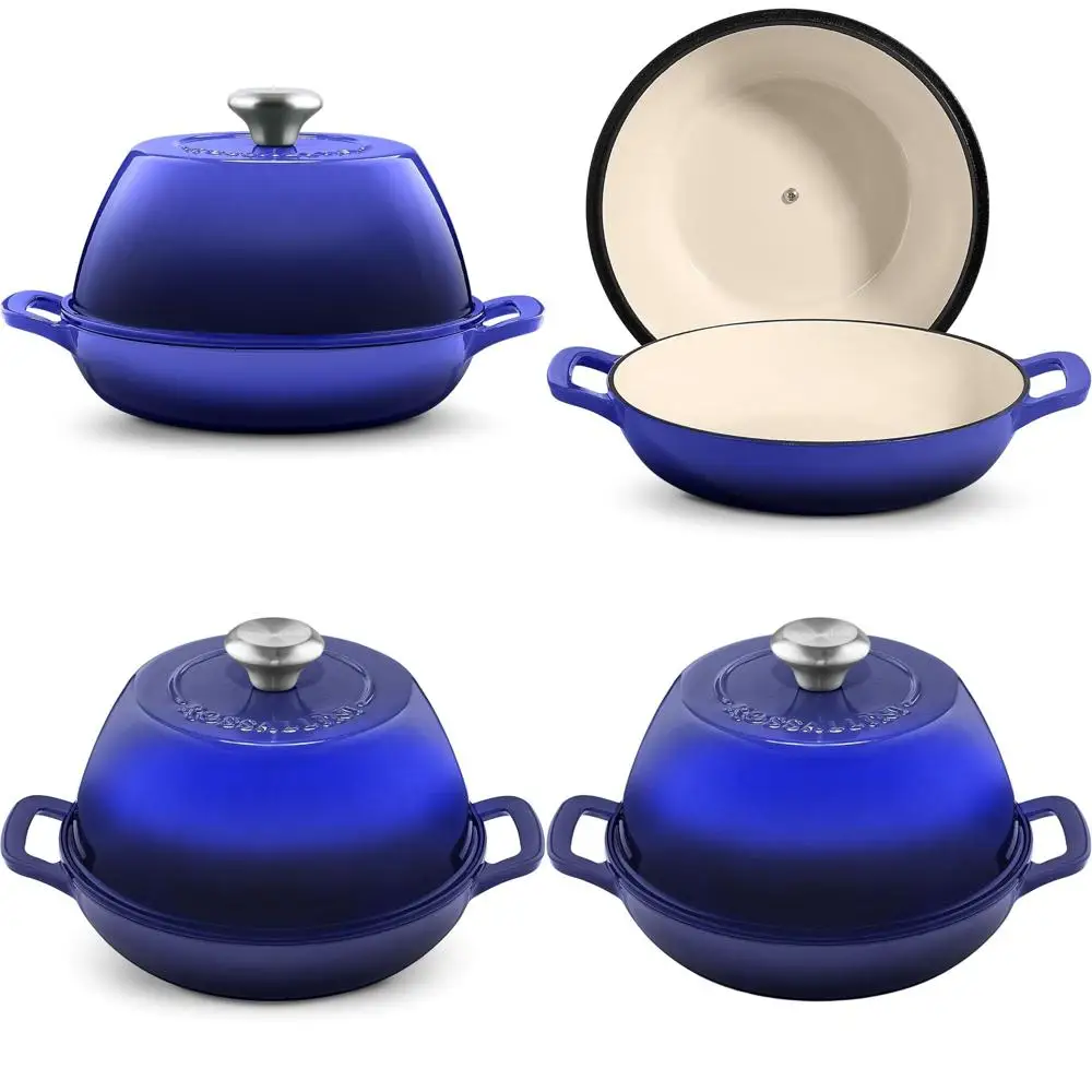 

Эмалированная чугунная печь для выпечки хлеба на закваске - антипригарная, круглая, 6QT, с крышкой, цвет индиго.