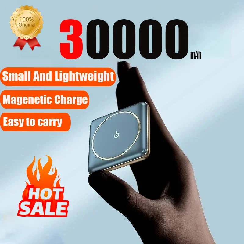 

30000mAh Mini Magnetic Wireless Power Bank Portable Battery Charger Fast Charging Large Capacity For iPhone Huawei Samsung