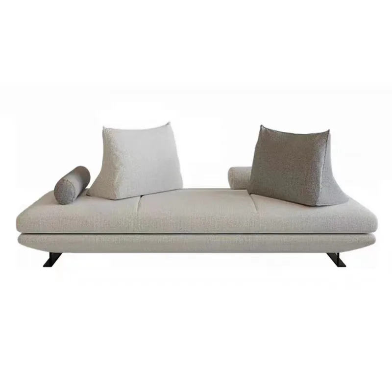 Living room straight row small apartment sofa without armrests cream wind fabric sofa