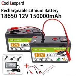 Akumulator litowy 12V 150Ah 18650 akumulator solarny wbudowany akumulator pojazd elektryczny BMS 750W + ładowarka 12.6v 3A.