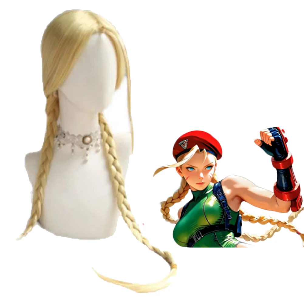 Juego de combate SF Cammy, pelucas doradas para Cosplay, disfraz de pelo trenzado para mujer, accesorios para disfraz, traje de fiesta de Carnaval y Halloween, accesorio
