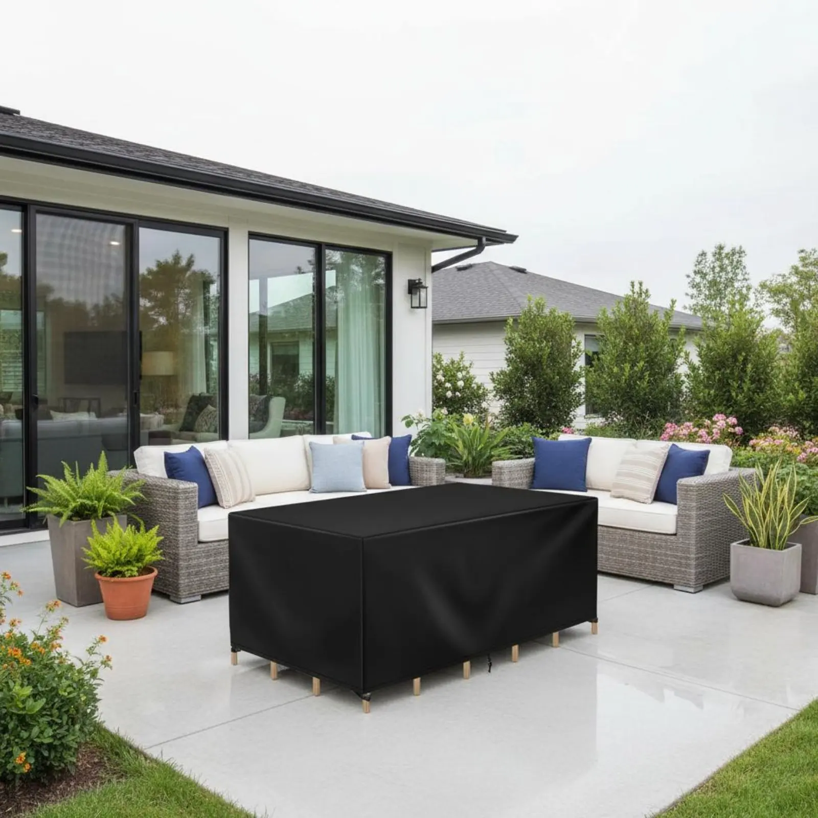 Outdoor Furniture Cover Dustproof Waterproof Garden Furniture Cover Adjustable Fit for Backyard