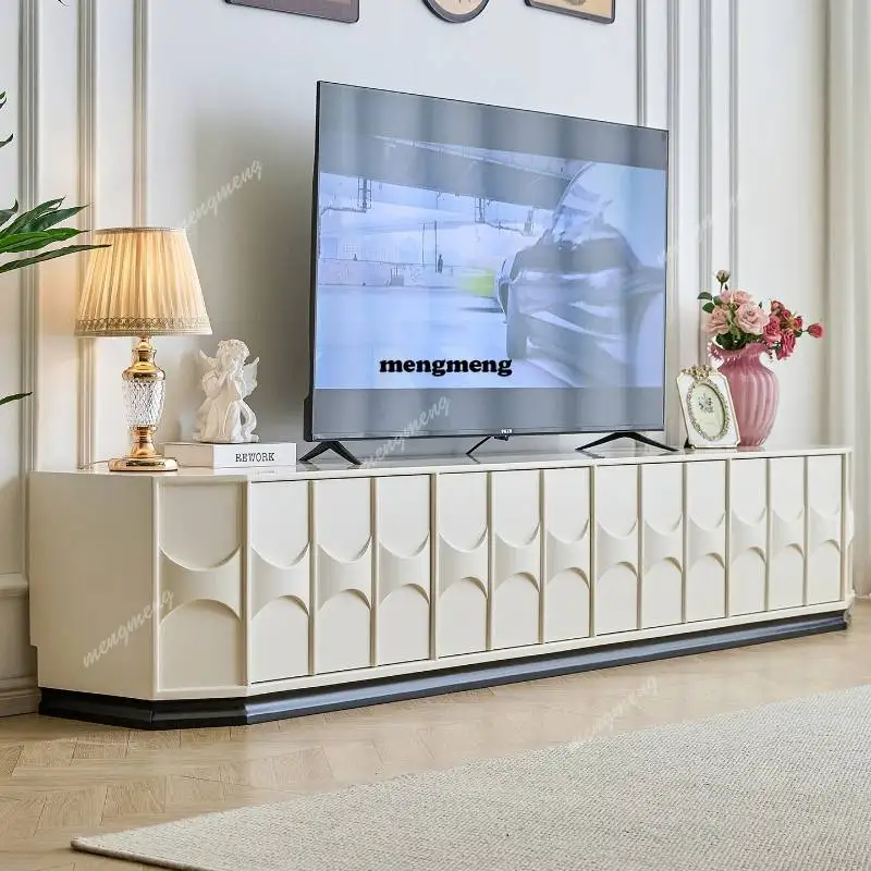 French cream wind TV cabinet coffee table combination modern retro style living room high-end TV cabinet