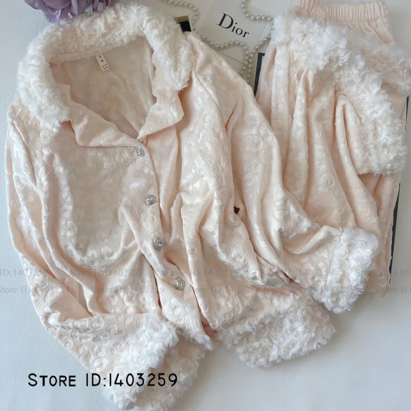 

Осень-зима, новый пижамный комплект из 2 предметов, островной бархатный женский пижамный комплект, милая сексуальная жаккардовая ночная рубашка с леопардовым принтом, повседневная домашняя одежда