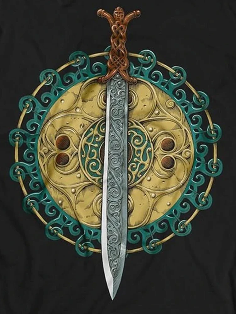 Cliamh Solais- Sword of Light. Nuada’s Sword T Shirt. High Quality Cotton, Large Sizes, Breathable Top, Loose Casual T-shirt