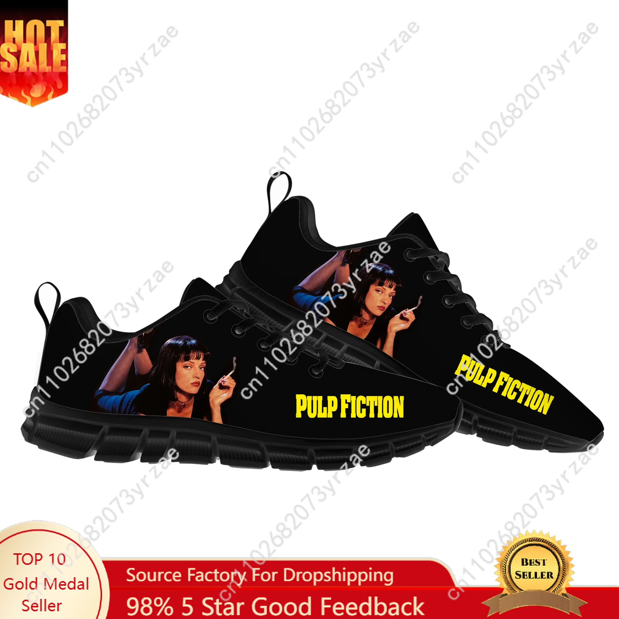 

Pulp Fiction Lace Mesh Shoes Flat Sneaker Mens Womens Sports Shoe High Quality Personalized Sports Sneakers Customized Footwe