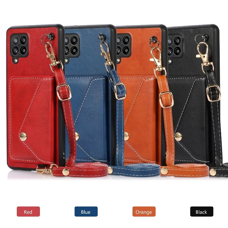 

Fashion Shoulder Strap Phone Case For Samsung Galaxy S23 FE S22 S21 S20 S10 S9+ A71 A51 A42 A32 The Back Insert Card Phone Bag