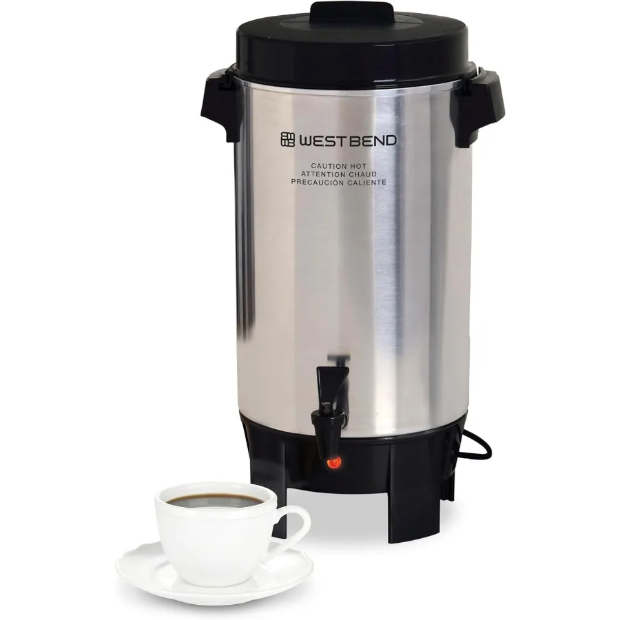 高度に研磨されたアルミニウム製のコーヒー壺で、自動温度制御により効率的なカップ分単位の抽出が可能で、インバスケットが付いています。