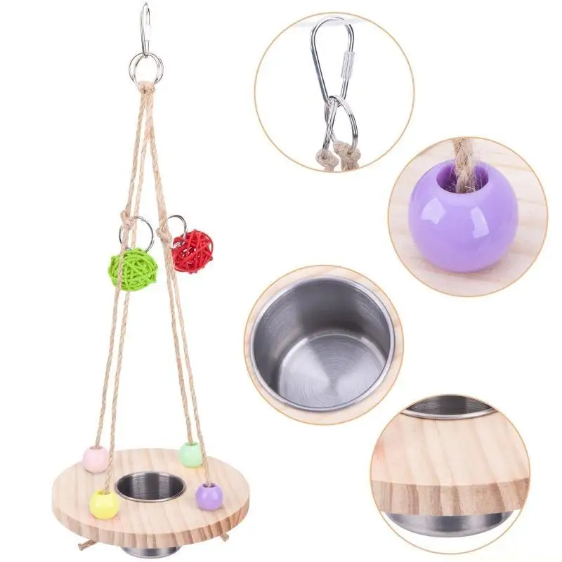 QX2E Exquisite Hanging Bird Feeding Cup Stable Fall Resistant Garden Parrot Feeder