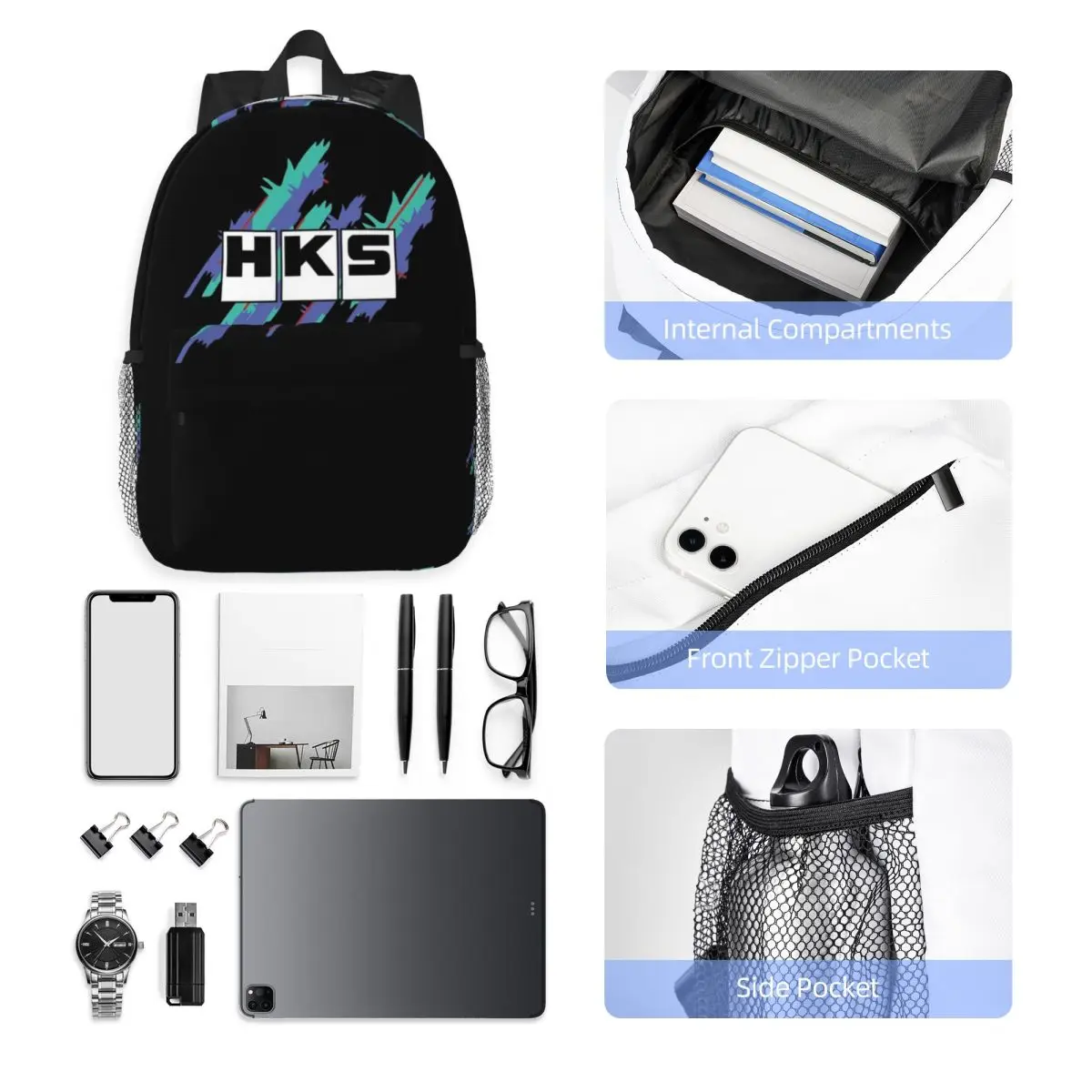 Hks Backpack Student Boys Girls BookBag Children School Bag Laptop Shoulder Bags for Men Women