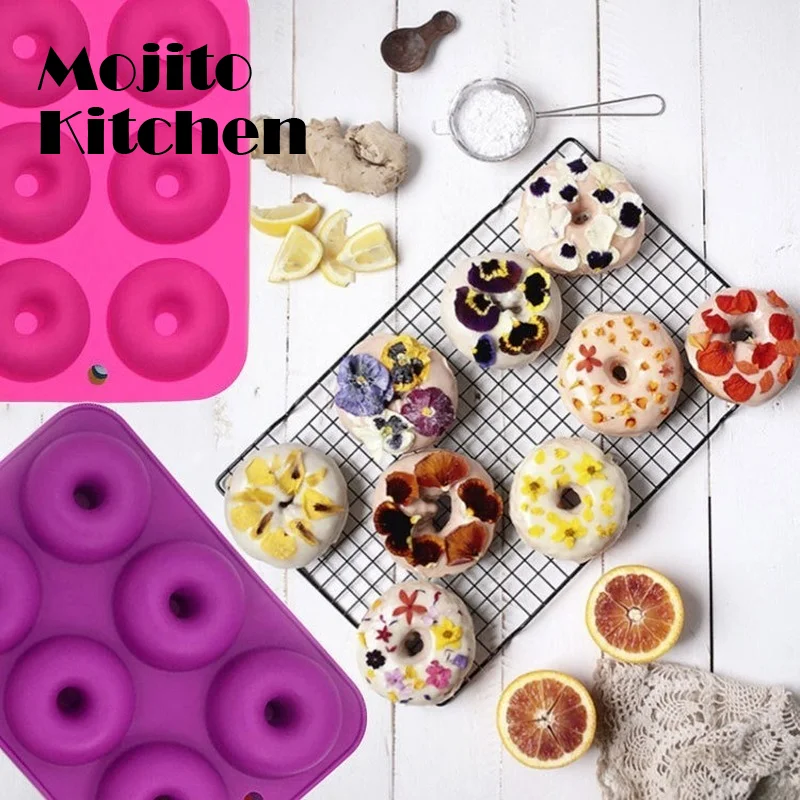 

DIY Cack Mold Donut Non-Stick Silicone Doughnuts Maker Baking Pan 3D Biscuit Mould Cake Tray