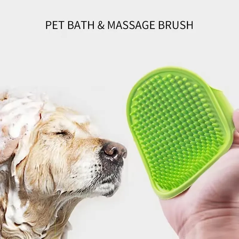 1Pcs Dog Bath Brush Silicone Pet Massage Brush, Pet Shampoo Brush Massage Rubber Bathing Comb with Adjustable Circular Handle