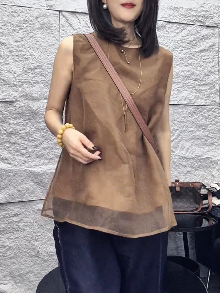 

Летний женский винтажный свободный жилет больших размеров в европейском стиле для похудения, круглый жилет Ne Svel, повседневный, удобный в...