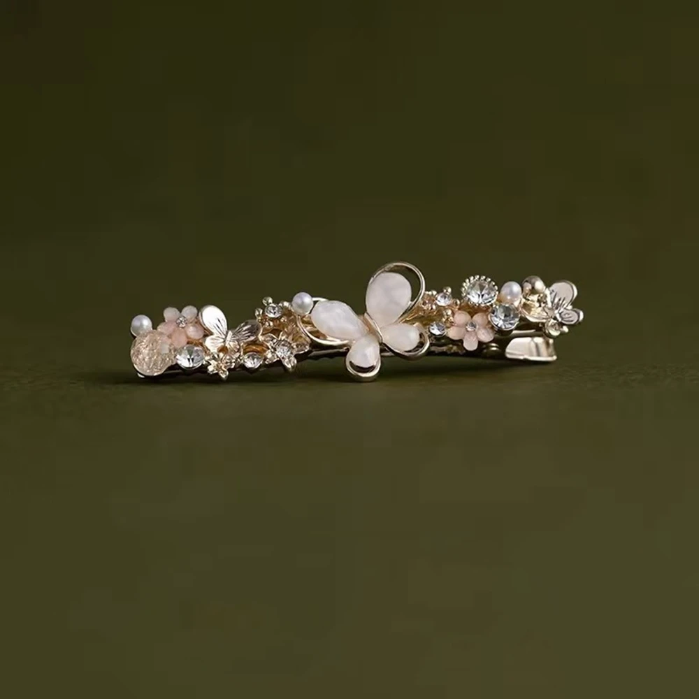 

New Butterfly Flowers Pearl Hairpins Rhinestone Ponytail Top Hair Clips Elegant Women Girls Fashion Hair Accessories