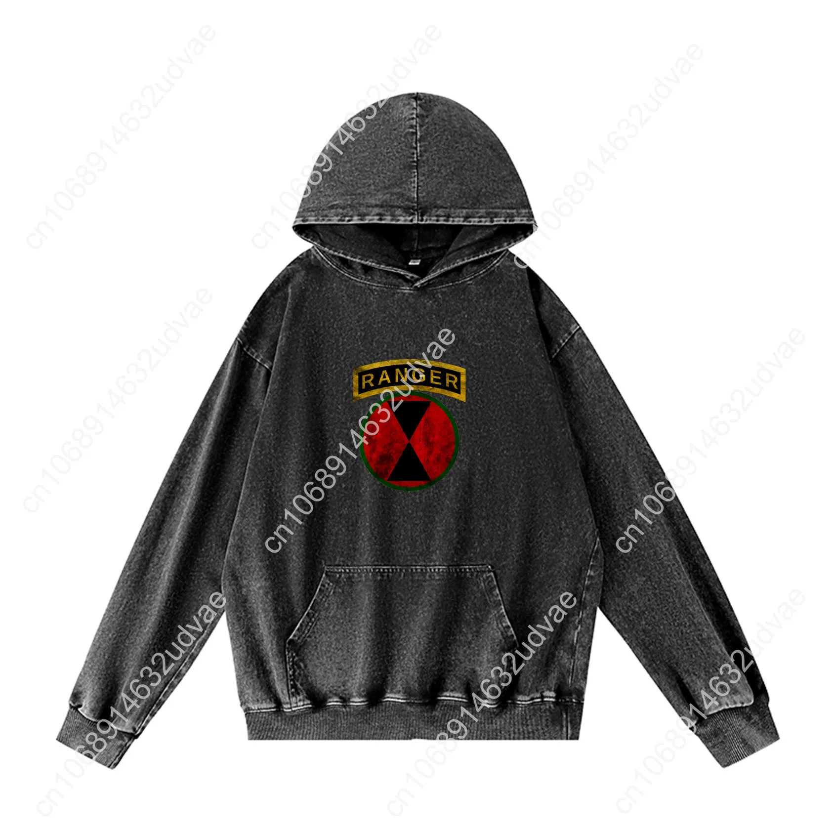 7th Infantry Division Patch with Ranger Tab Hoodies Retro Hooded Sweatshirt Man Woman Teenager Pullover Pocket Customized Tops