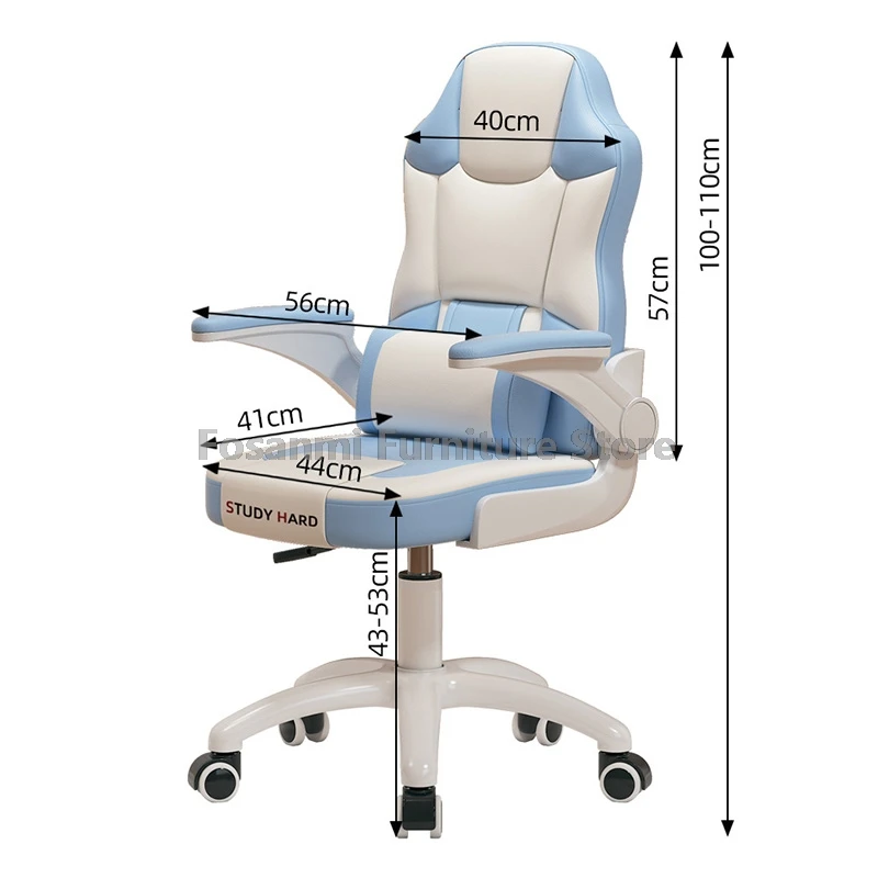 كرسي دراسة للأطفال مع مساند للذراعين قابلة للطي بارتفاع قابل للتعديل للمكتب والمنزل للأطفال كرسي مكتب مريح للكمبيوتر الطلابي كرسي دوار