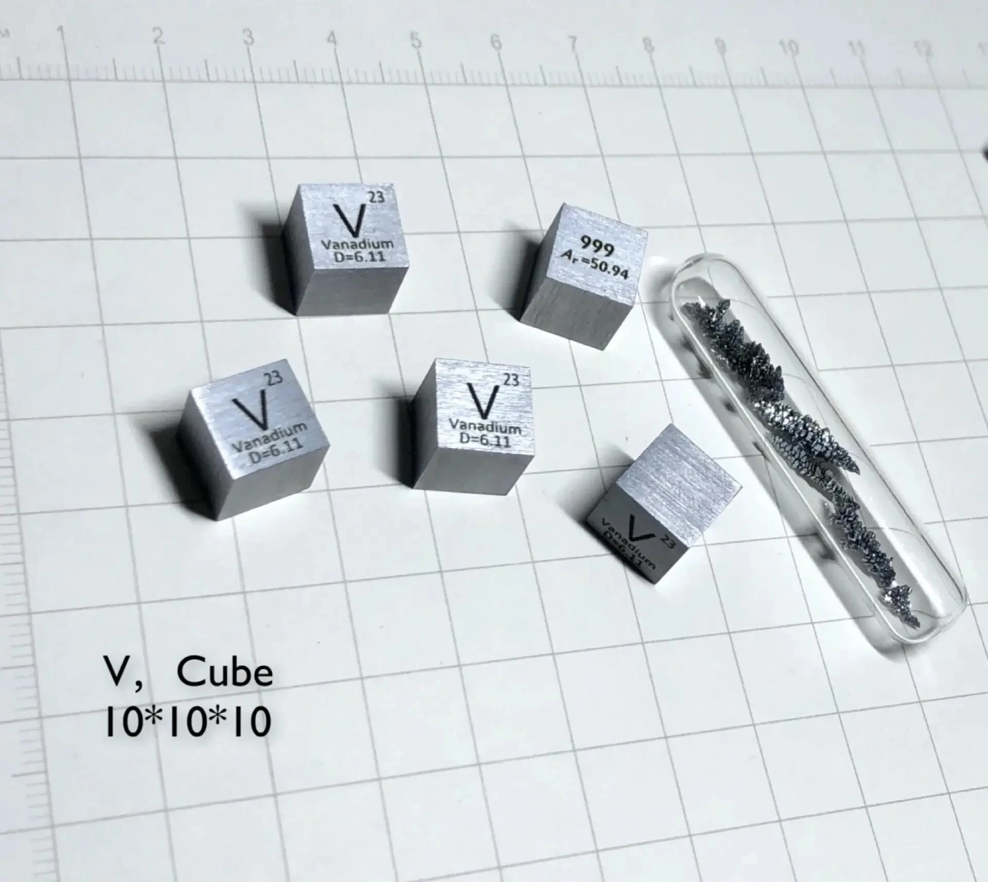 For Periodic Phenotypic Cubes of Vanadium Are 6.2g V 99.9 Vanadium Cubes with Edge Lengths of 10mm.