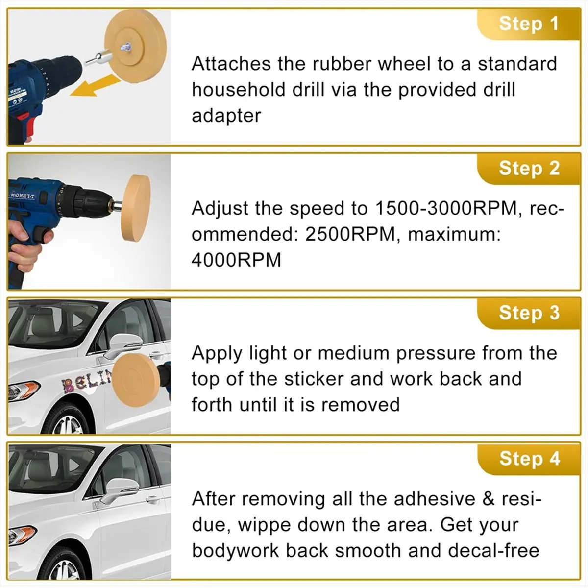 SALE AA63 4 Pack 3.5 Inch Eraser Wheel Decal Remover Eraser Wheel Adhesive Remover with Adapter Rubber Eraser Wheel for Drill