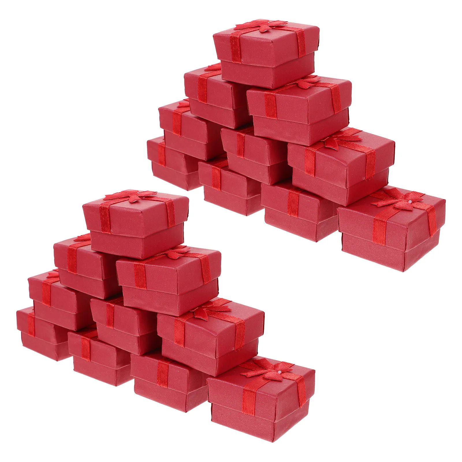 

20Pcs Jewelry Boxes Cardboard Red Small Empty Packaging Box for Brooch Earrings Necklace Bracelet Party Favor Bow