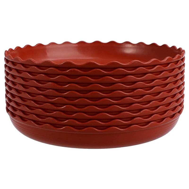 20 Pieces Of Wave-Shaped Plant Tray, Flower Pot Drip Tray, Suitable For Indoor And Outdoor Plants, (White, Red)