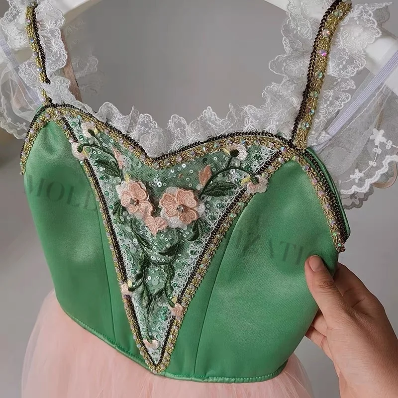 Magic Ballet Competição Performance Saia, Gradiente Verde-Rosa, Coppélia, Clara Cupido, Recém-Atualizado, Private