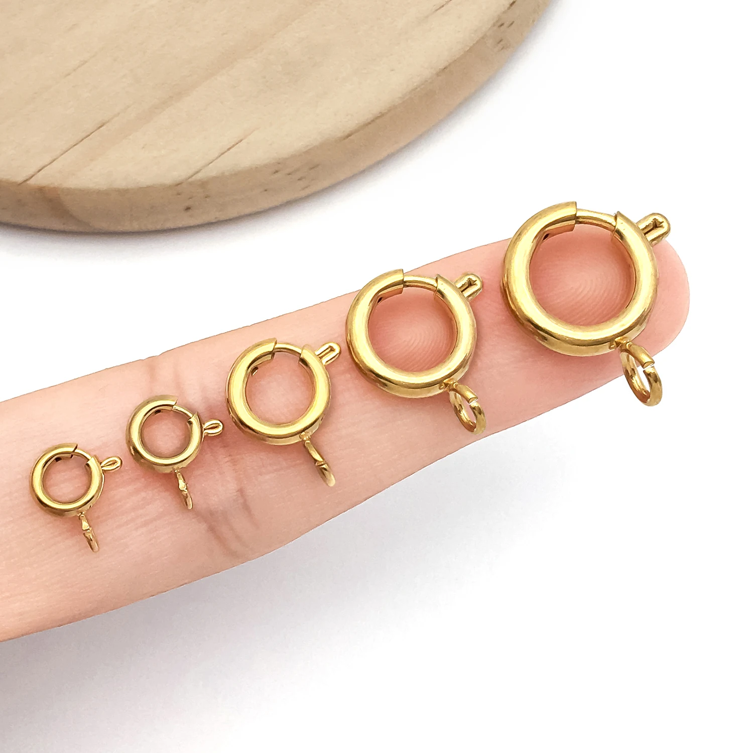 5pcs Stainless Steel Round Claw Spring Hook Clasp Lobster Clasp Connectors for DIY Bracelet Necklace Jewelry Making Accessories