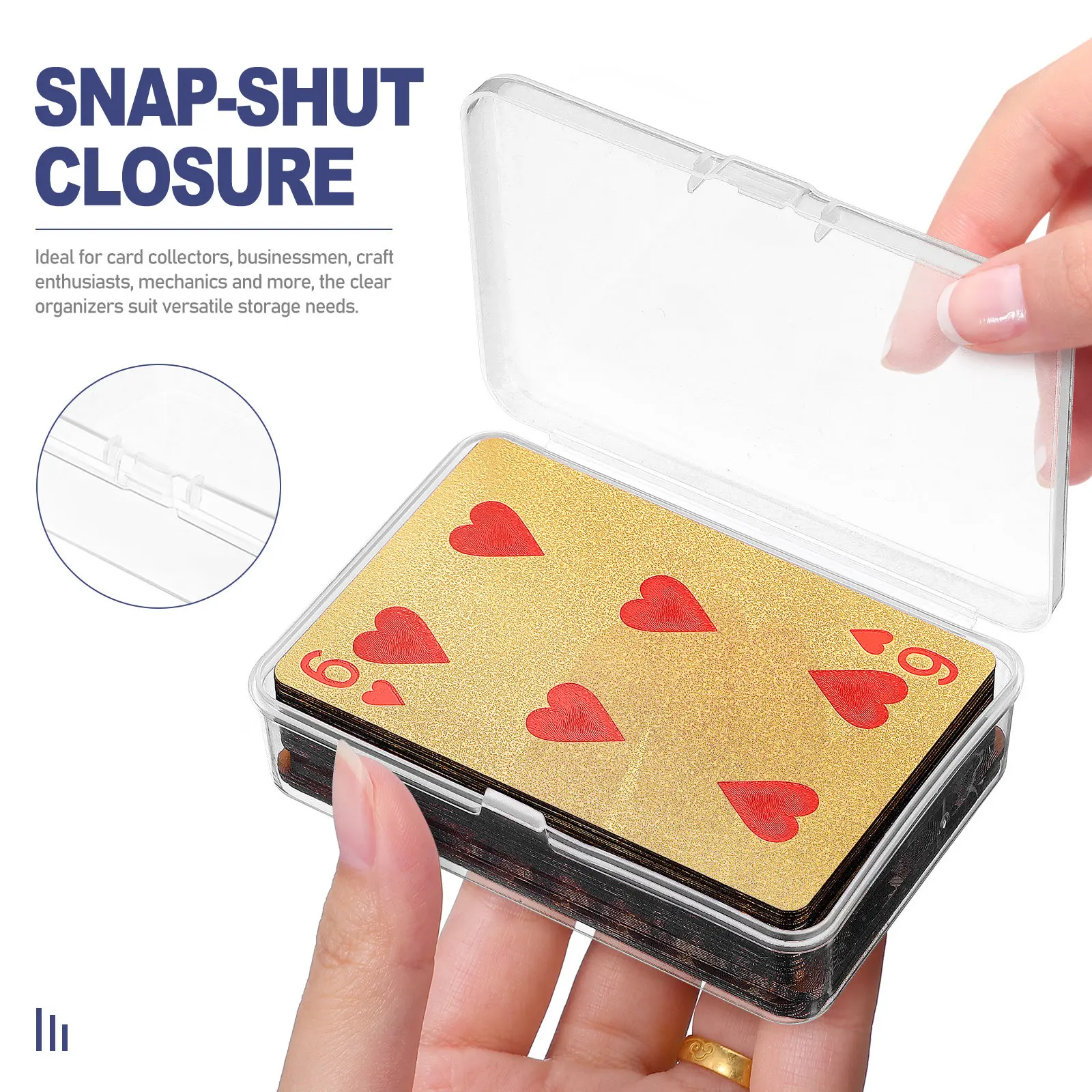 12Pcs Clear Storage Boxes Long Rectangular Small Organizer Cases Snap Closure Game Card Holders Business Card Holders Parts