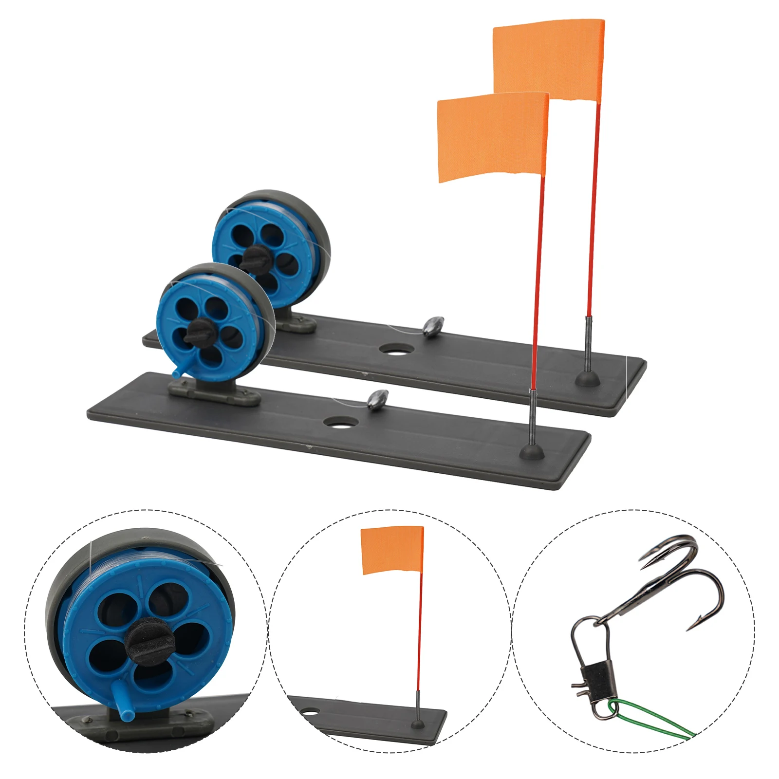 Portable Winter Ice Fishing Rod Tip Up With Flags Marker Poles Indicators Equipment Free Poles Orange Foldable Flag