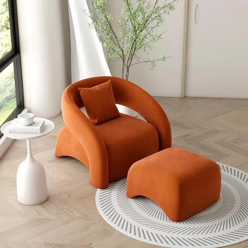 Poltrona Minimalista di Lusso, Divano Singolo per Soggiorno, Sedie Relax con Set Divano Curvo per Balcone, Arredamento per Soggiorno
