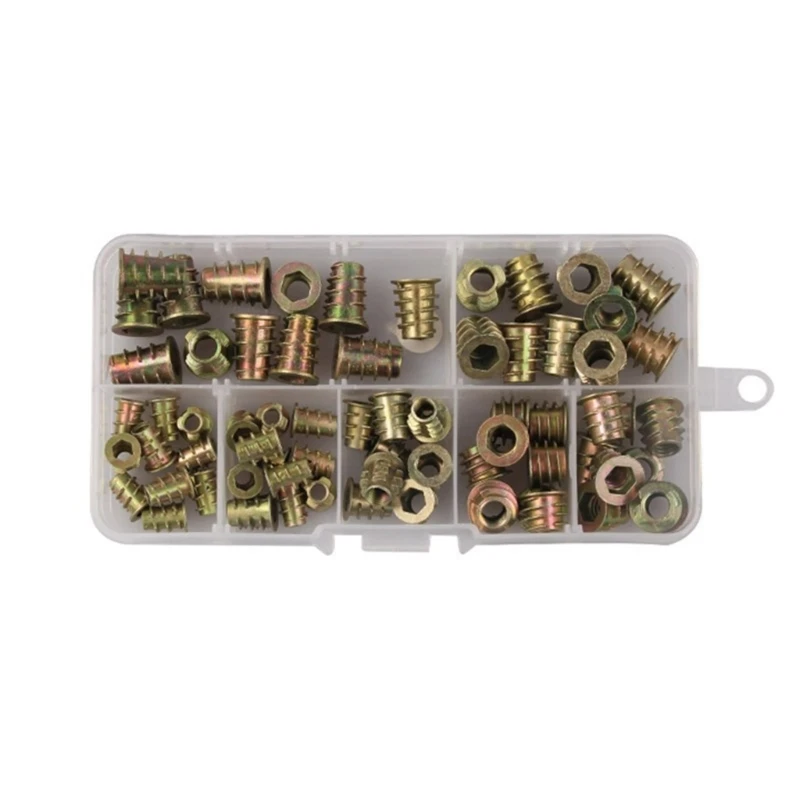 Zincs Alloy Threaded Insert Nut, Furniture Inserts, Fastener Connector, Hexagon Socket Screw Inserts, 70Pcs