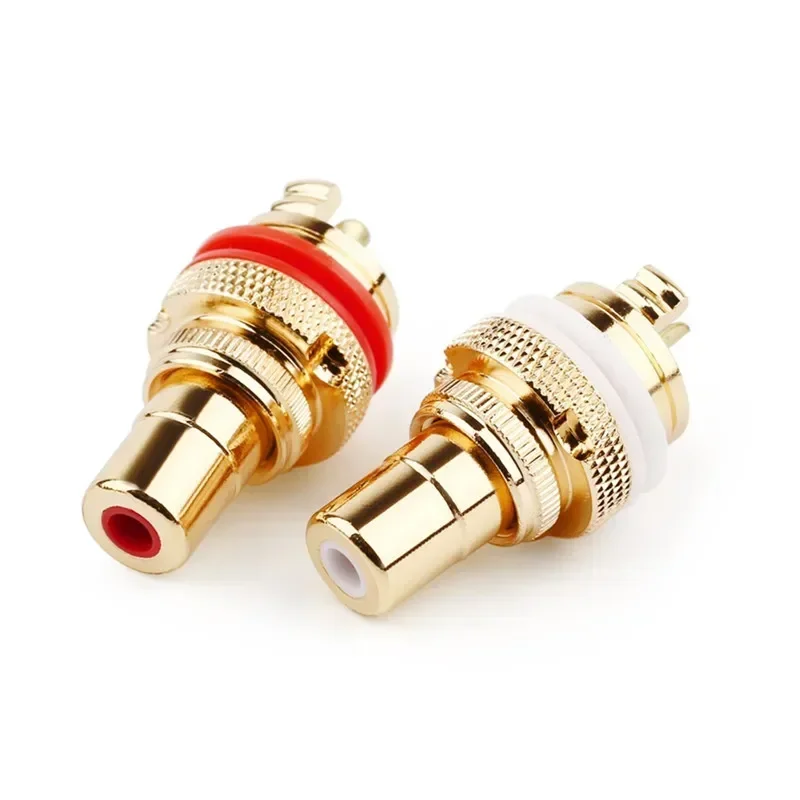 RCA Connector Female Socket Chassis Panel Mount Speaker Terminal Connectors Bright Dumb Rhodium Plated Jack HiFi Audio Plug