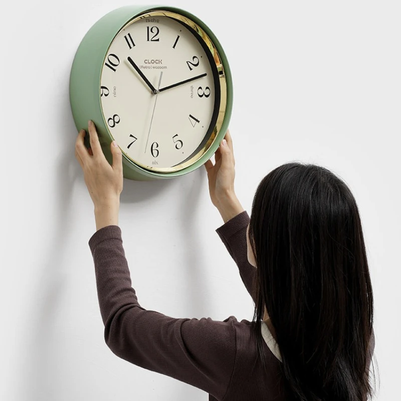 Modern Metal Wall Clock No Drill Hanging Silent Battery Operated Creative Art Design for Living Room Easy Install Home Decor
