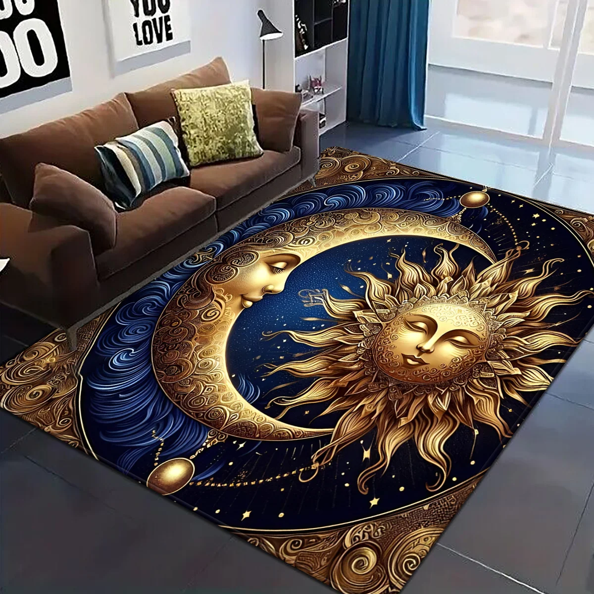 Home Office Interior Design - Artystyczna Mata Podłogowa z Motywem Galaktyki,