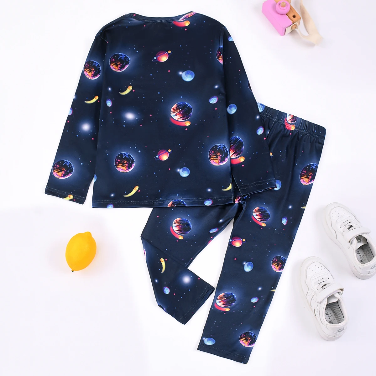 2Pcs Boy\'s Casual Thermal Underwear Set, Dinosaur Digital Print Round Neck Long Sleeve & Trousers, Comfy & Skin-fri