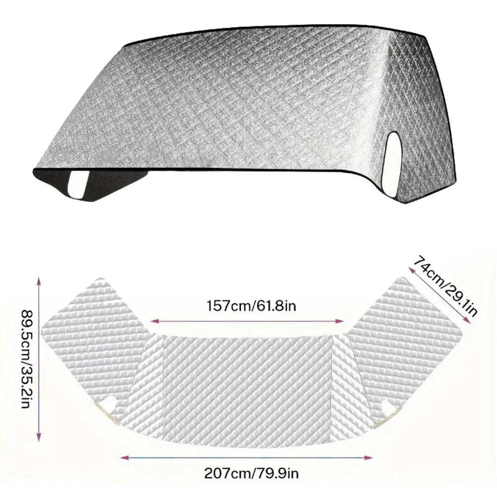 207*157*74cm Portable RV Windshield Cover RV Snow Cover For Ford 1997-2020 RV Window Accessories Applicable Parts: Front Gear