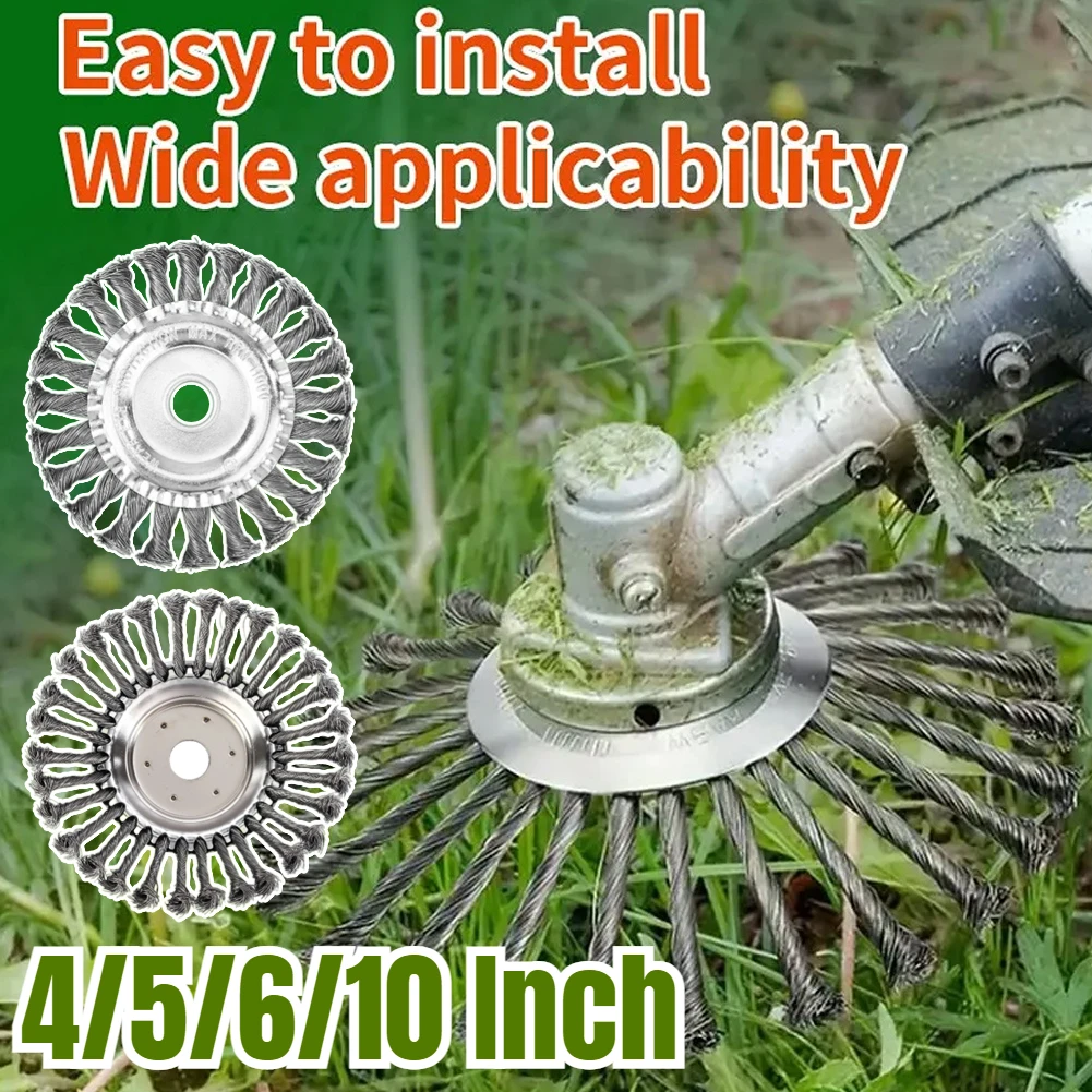 4/5/6/10inch Steel Wire Wheel Brush Cutter Replacement Grass Trimmer Head Lawn Mower Universal Grass Cutter Blade Gardening Tool